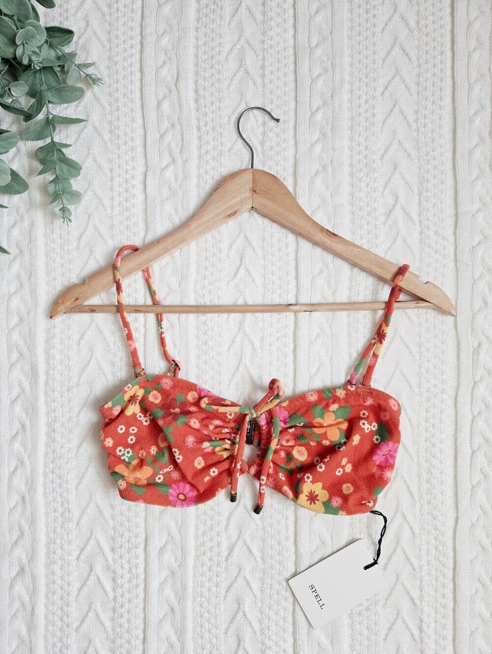 Spell Pomelia Bandeau Top Bikini Swim Tube Retro Floral Adjustable Small NEW